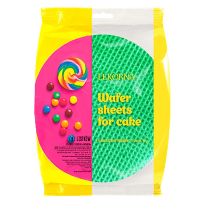 LEKORNA WAFLE TORTOWE OKRĄGŁE RAINBOW 90g