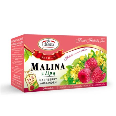 MALWA HERBATA MALINA Z LIPA 20x2g 40g