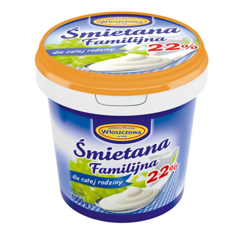 WŁOSZCZOWA ŚMIETANA 22% WIADERKO 1KG