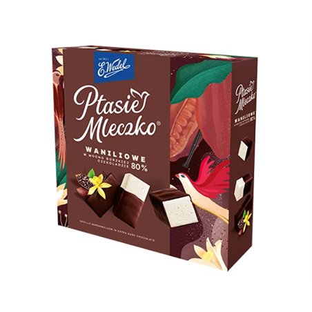 WEDEL PTASIE MLECZKO WANILIOWE W MOCNO GORZKIEJ CZEKOLADZIE 340g
