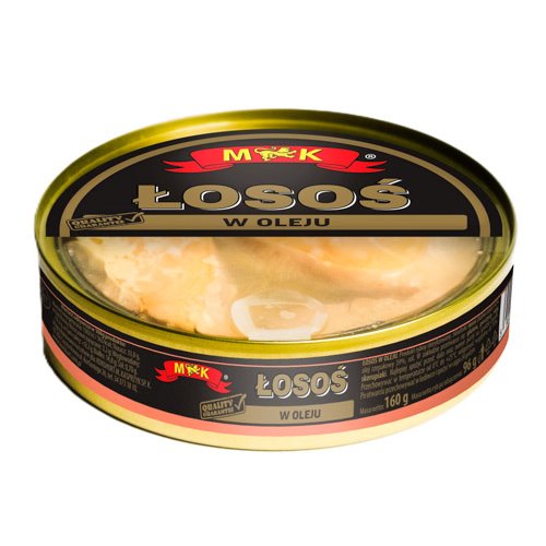 M&K RYBA ŁOSOŚ W OLEJU PRZEZROCZYSTE WIECZ. 160g