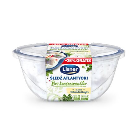 LISNER FILETY ŚLEDŹ ATLANTYCKI W ŚMIETANIE 280g+25% 350g