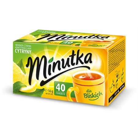 MOKATE HERBATA MINUTKA CZARNA Z CYTRYNĄ 40x1,4g 56g