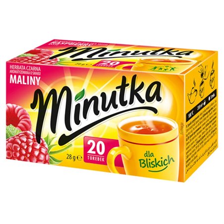 MOKATE HERBATA MINUTKA CZARNA Z MALINĄ 20x1,4g 28g