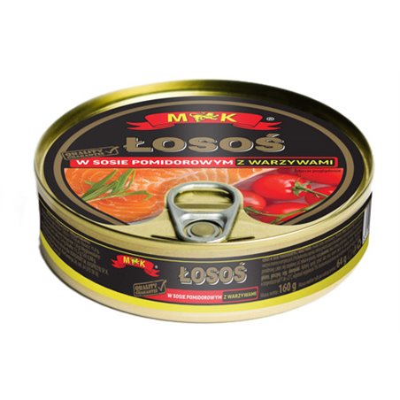M&K RYBA ŁOSOŚ W SOSIE POMIDOROWYM Z WARZYWAMI 160g
