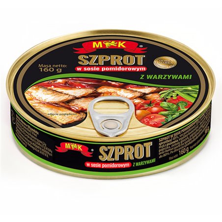 M&K RYBA SZPROT W PROMIDORACH Z WARZYWAMI 160g