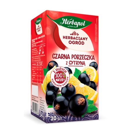 HERBAPOL HERBATA HERBACIANY OGRÓD CZARNA PORZECZKA Z CYTRYNĄ 20x2,7g 54g