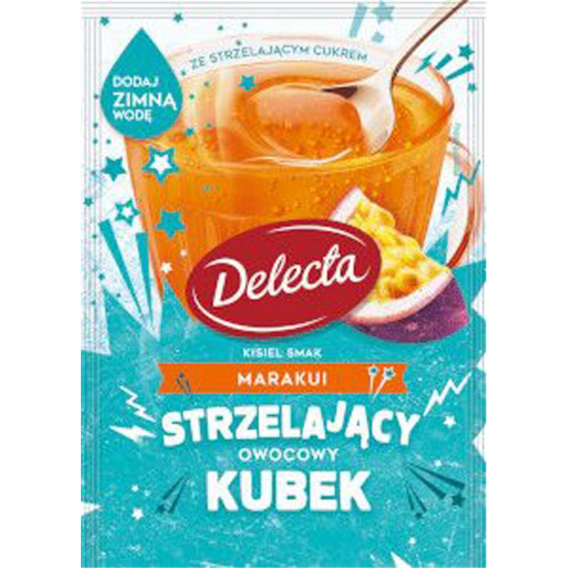 DELECTA KISIEL STRZELAJĄCY OWOCOWY KUBEK MARAKUJA 34g