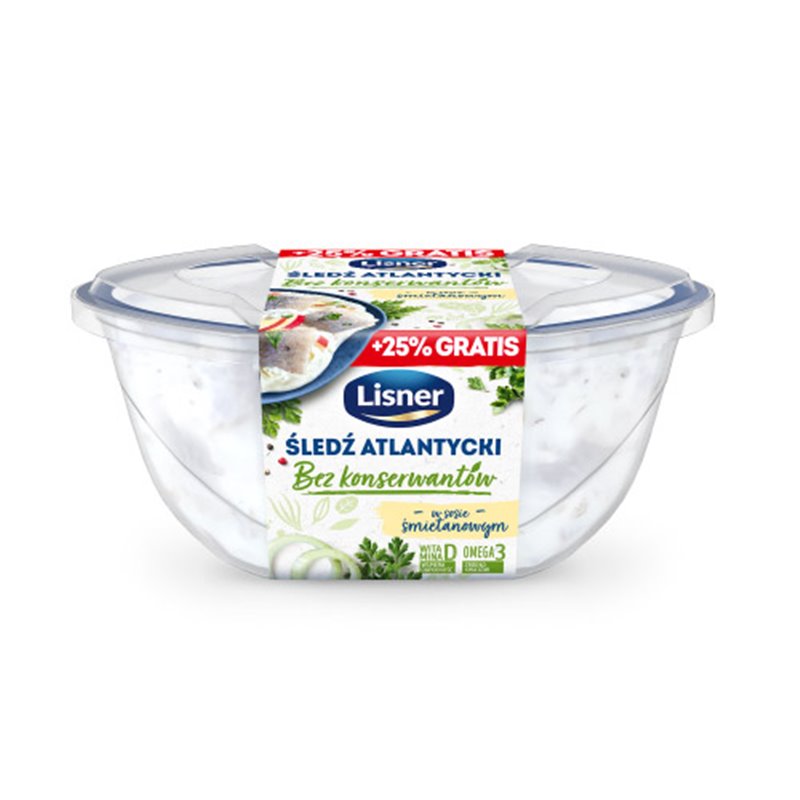LISNER FILETY ŚLEDŹ ATLANTYCKI W ŚMIETANIE 280g+25% 350g