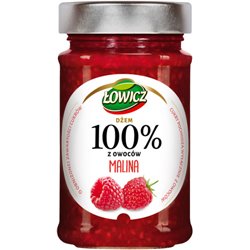 ŁOWICZ DŻEM 100% MALINA I CZERWONA PORZECZKA 210g