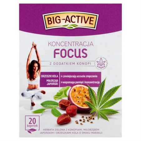 HERBAPOL HERBATA BIG-ACTIVE ZIELONA FOCUS Z KONOPIĄ 20x2g 40g