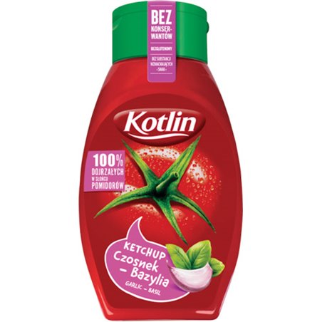 KOTLIN KETCHUP Z CZOSNKIEM I BAZYLIĄ 450g