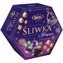ŚNIEŻKA BOMBONIERKA ŚLIWKA KSIĄŻĘCA W CZEKOLADZIE 180g