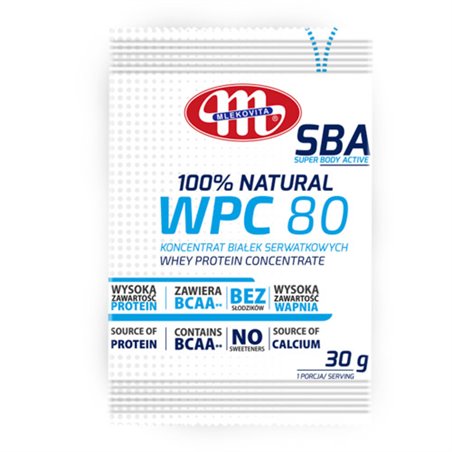 MLEKOVITA KONCENTRAT BIAŁKA SBA WPC 80 100% NATURAL 30g