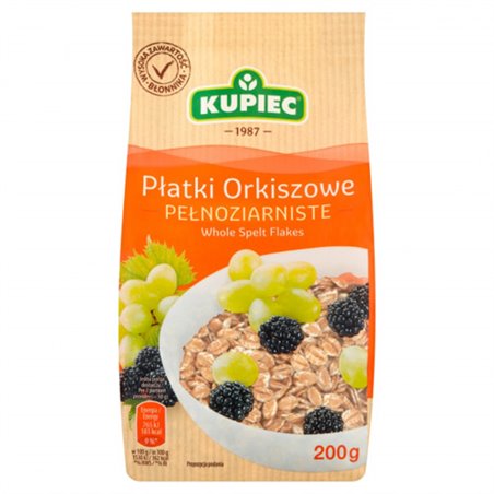 KUPIEC PŁATKI ORKISZOWE PEŁNOZIARNISTE 200g