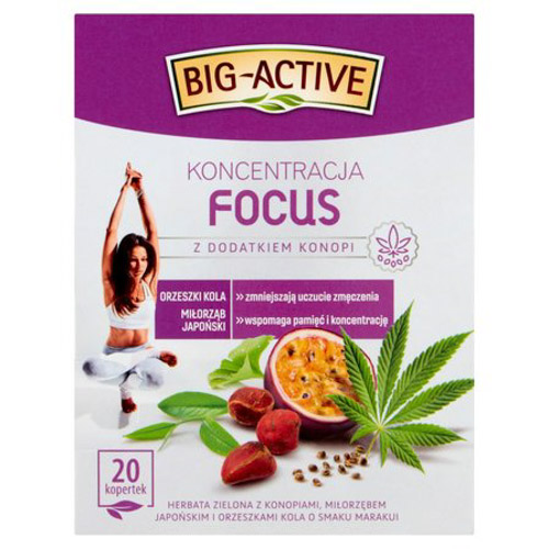 HERBAPOL HERBATA BIG-ACTIVE ZIELONA FOCUS Z KONOPIĄ 20x2g 40g