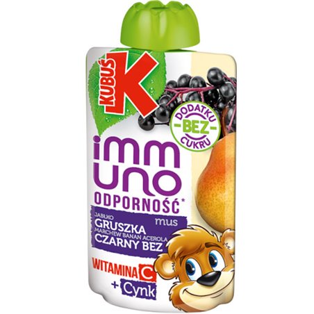 KUBUŚ MUS SHOT IMMUNO JABŁKO GRUSZKA CZARNY BEZ 100g