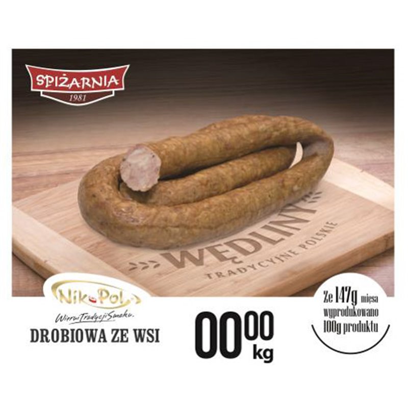 NIK-POL KIEŁBASA DROBIOWA ZE WSI ~1,4KG