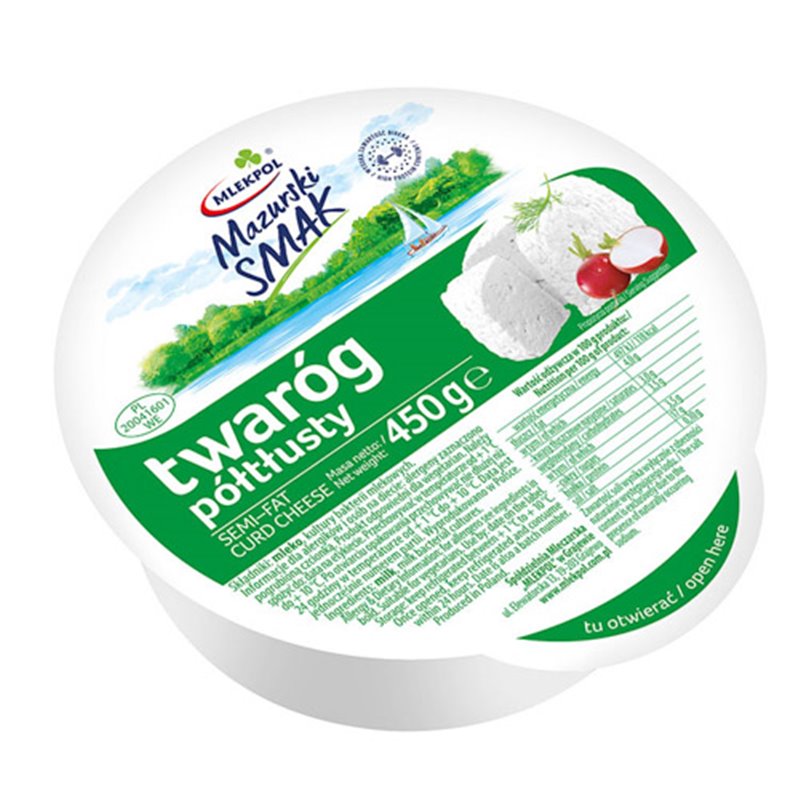 MLEKPOL SER TWARÓG MAZURSKI PÓŁTŁUSTY 450g