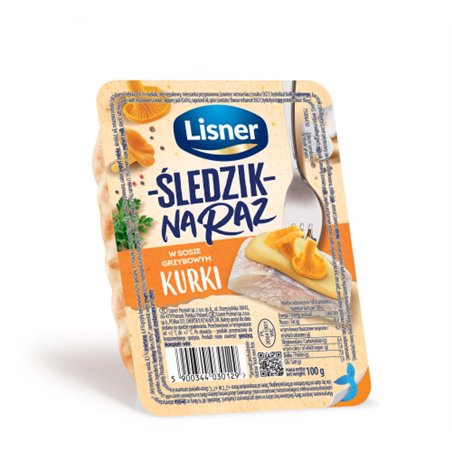 LISNER FILETY ŚLEDZIOWE NA RAZ W SOSIE GRZYBOWYM KURKI 100g 