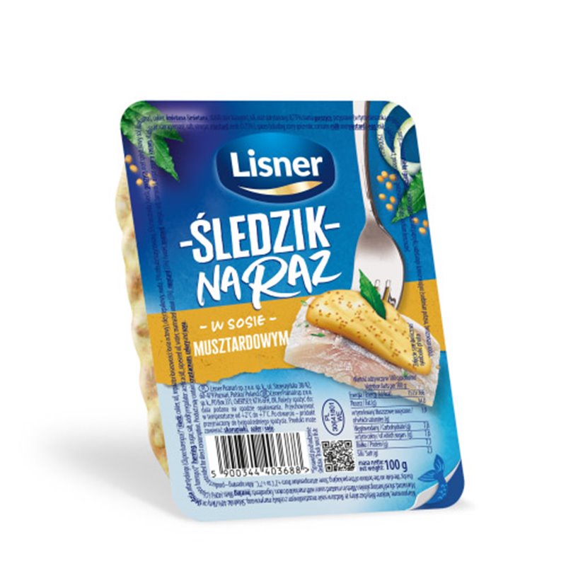 LISNER FILETY ŚLEDZIOWE NA RAZ W SOSIE MUSZTARDOWYM 100g 