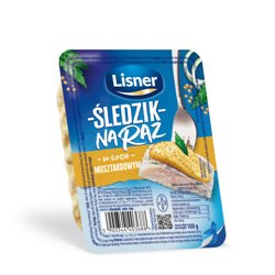 LISNER FILETY ŚLEDZIOWE NA RAZ W SOSIE MUSZTARDOWYM 100g 