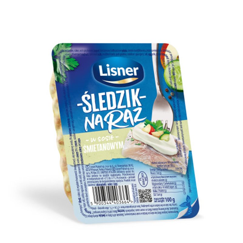 LISNER FILETY ŚLEDZIOWE NA RAZ W ŚMIETANIE 100g 