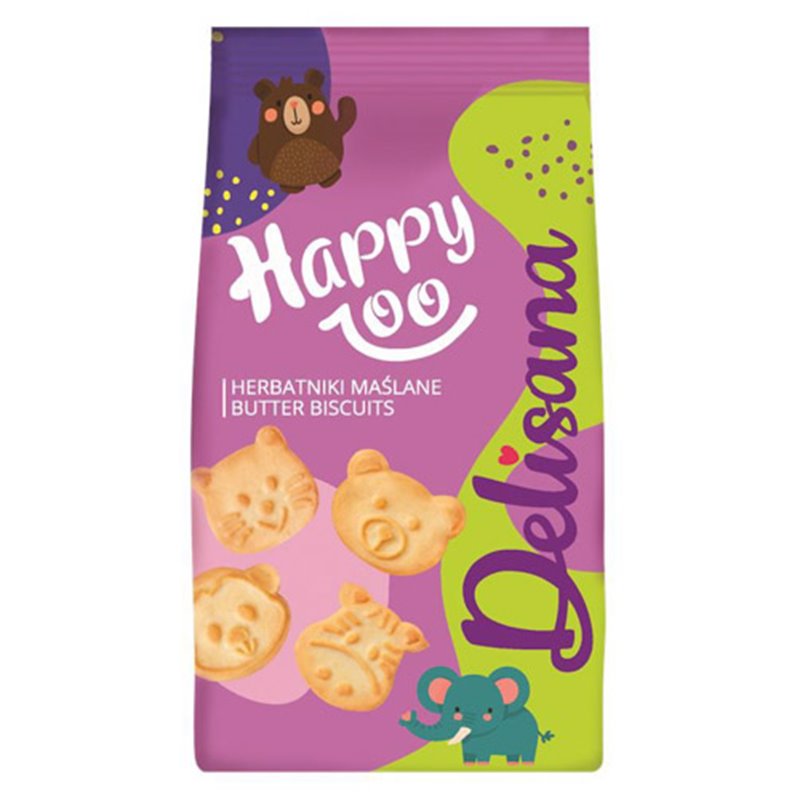 DELICPOL HERBATNIKI MAŚLANE MINI HAPPY ZOO 100g