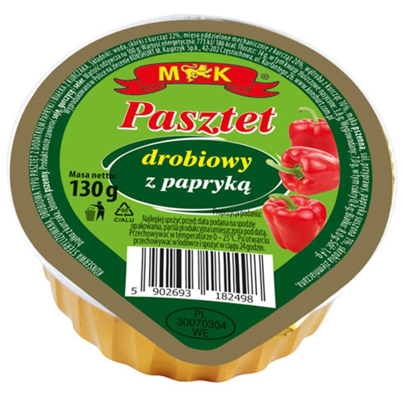 M&K PASZTET DROBIOWY Z PAPRYKĄ 130g