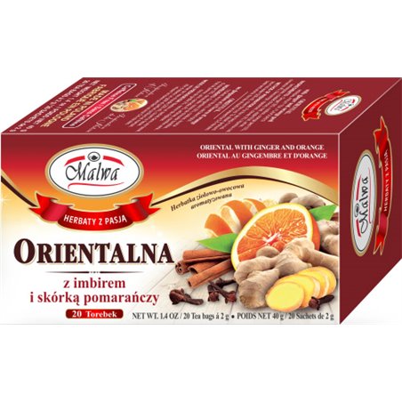 MALWA HERBATA IMBIR I SKÓRKA POMARAŃCZY 20x2g 40g