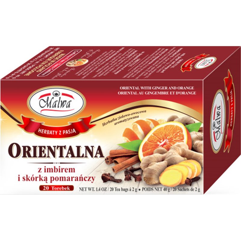 MALWA HERBATA IMBIR I SKÓRKA POMARAŃCZY 20x2g 40g