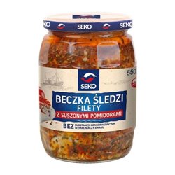 SEKO FILETY ŚLEDZIOWE SŁOIK Z SUSZONYM POMIDOREM 550g
