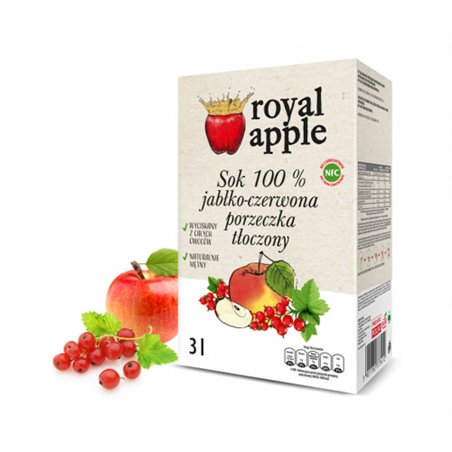 ROYAL APPLE SOK 100% JABŁKO CZERWONA PORZECZKA 3L