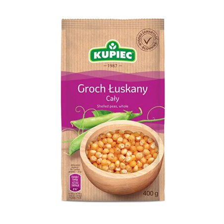 KUPIEC ZIARNA GROCH ŁUSKANY CAŁY 400g