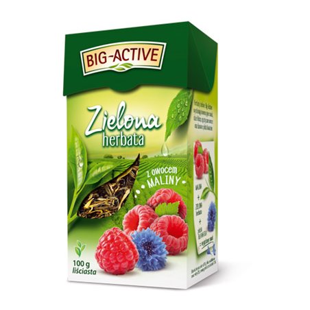 HERBAPOL HERBATA BIG-ACTIVE ZIELONA LIŚĆ MALINA 100g