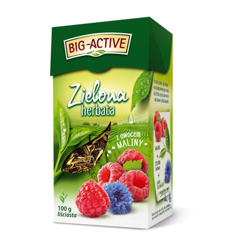 HERBAPOL HERBATA BIG-ACTIVE ZIELONA LIŚĆ MALINA 100g