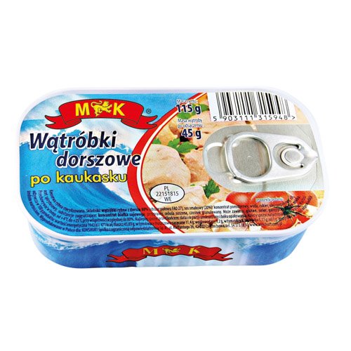 M&K RYBA WĄTRÓBKI DORSZOWE PO KAUKASKU 115g