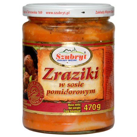 SZUBRYT DANIE ZRAZIKI W SOSIE POMIDOROWYM 470g