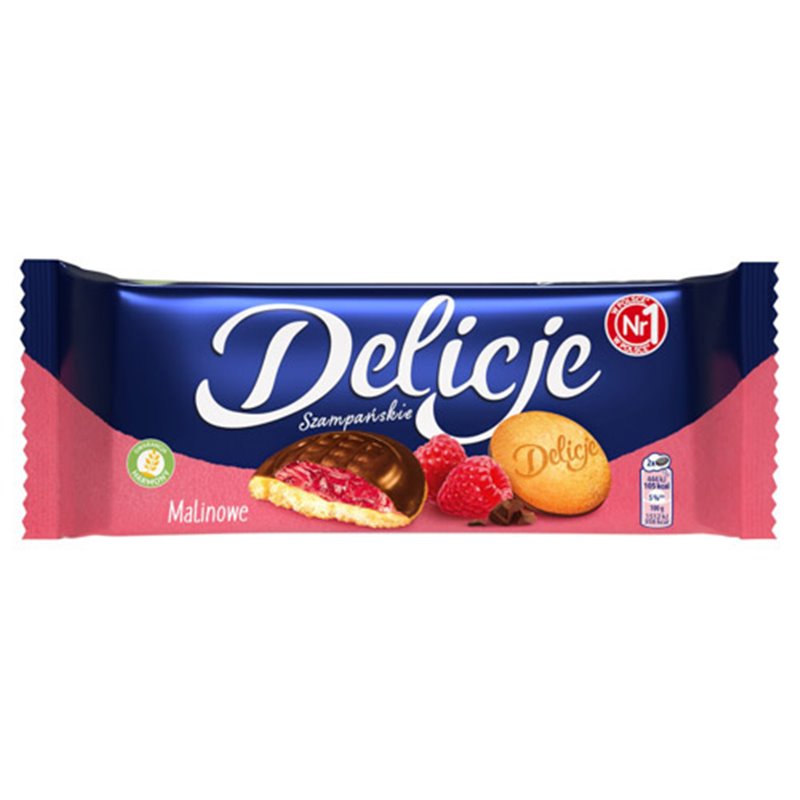 MONDELEZ BISZKOPTY DELICJE SZAMPAŃSKIE MALINOWE 147g