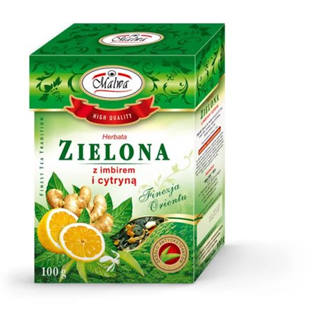 MALWA HERBATA ZIELONA Z IMBIREM I CYTRYNA LIŚĆ 100g