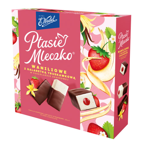 WEDEL PTASIE MLECZKO WANILIOWE Z TRUSKAWKĄ 340g