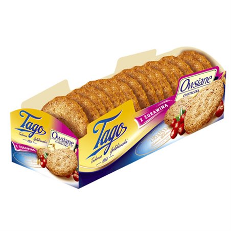 TAGO CIASTKA OWSIANE Z ŻURAWINĄ 185g