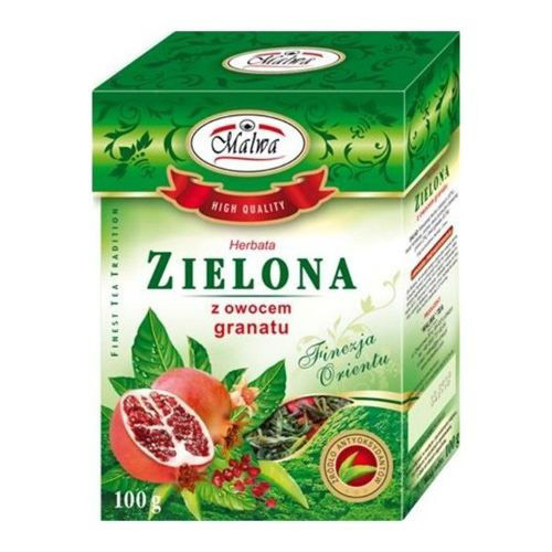 MALWA HERBATA LIŚĆ ZIELONA Z GRANATEM 100g