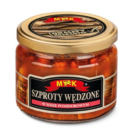 M&K RYBA SZPROT WĘDZONY W SOSIE POMIDOROWYM SŁOIK 250g