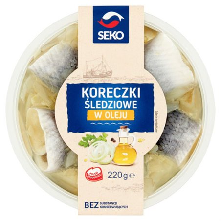 SEKO FILETY ŚLEDZIOWE KORECZKI W OLEJU 220g