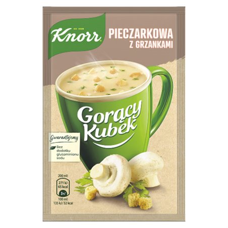 KNORR ZUPA GORĄCY KUBEK PIECZARKOWA Z GRZANKAMI 15g