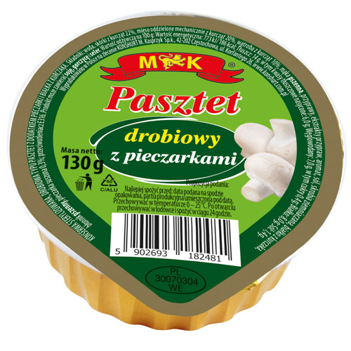 M&K PASZTET DROBIOWY Z PIECZARKAMI 130g
