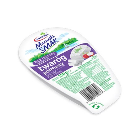 MLEKPOL SER TWARÓG MAZURSKI PÓŁTŁUSTY 4% BEZ LAKTOZY 250g