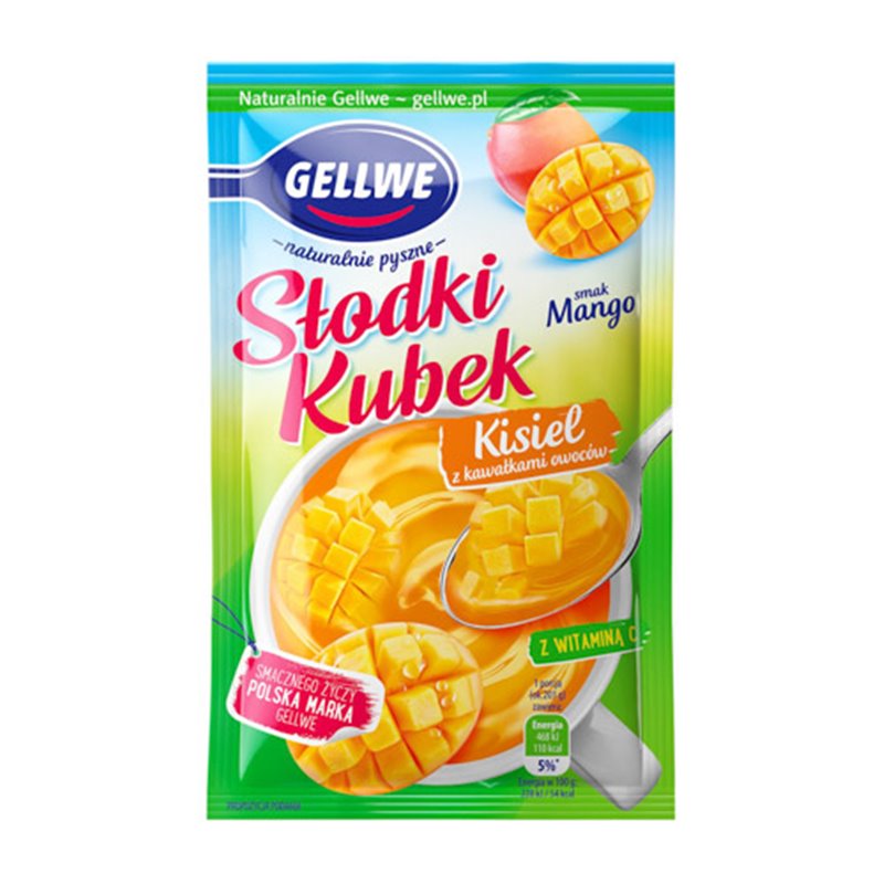 GELLWE KISIEL SŁODKI KUBEK OWOCE MANGO 28g