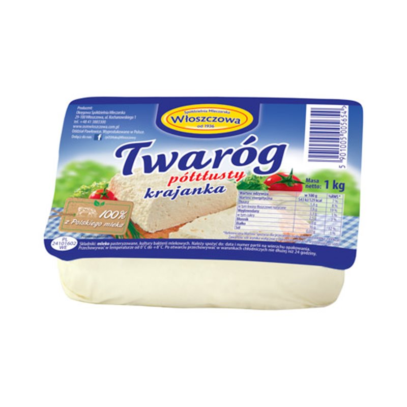 WŁOSZCZOWA SER TWARÓG PÓŁTŁUSTY 400g